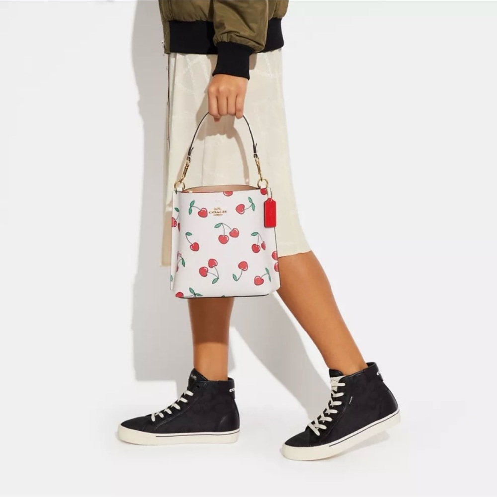 Coach White Cherry Print Crossbody Bag with Red Accents - Picture 7 of 16